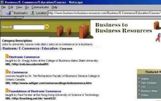 http://www.business-to-business-resources.com/Business/E-Commerce/Education/Courses/
